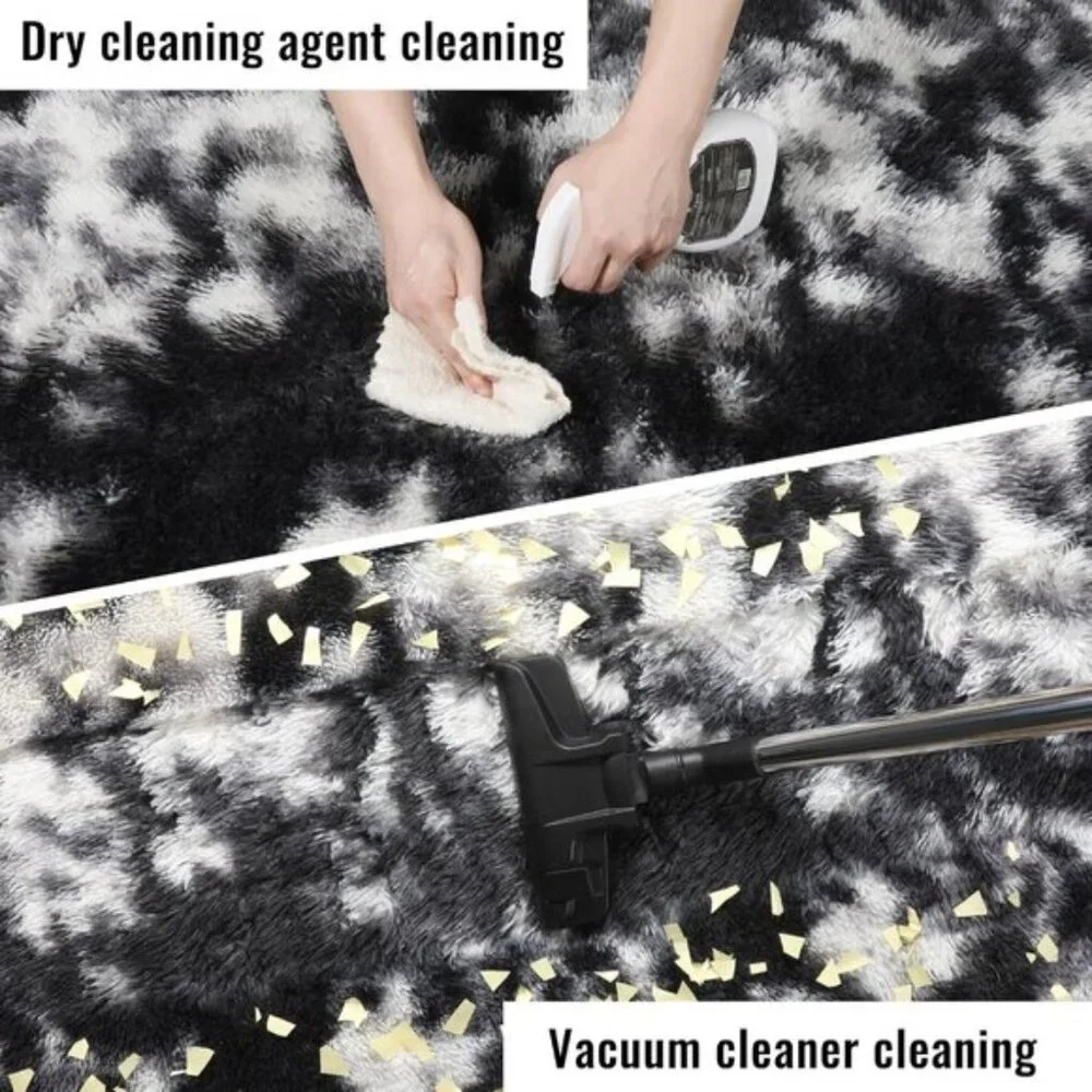 New 5x8 Black White Grey Shag Rug, Fluffy Soft Carpet for Home & Room Decor